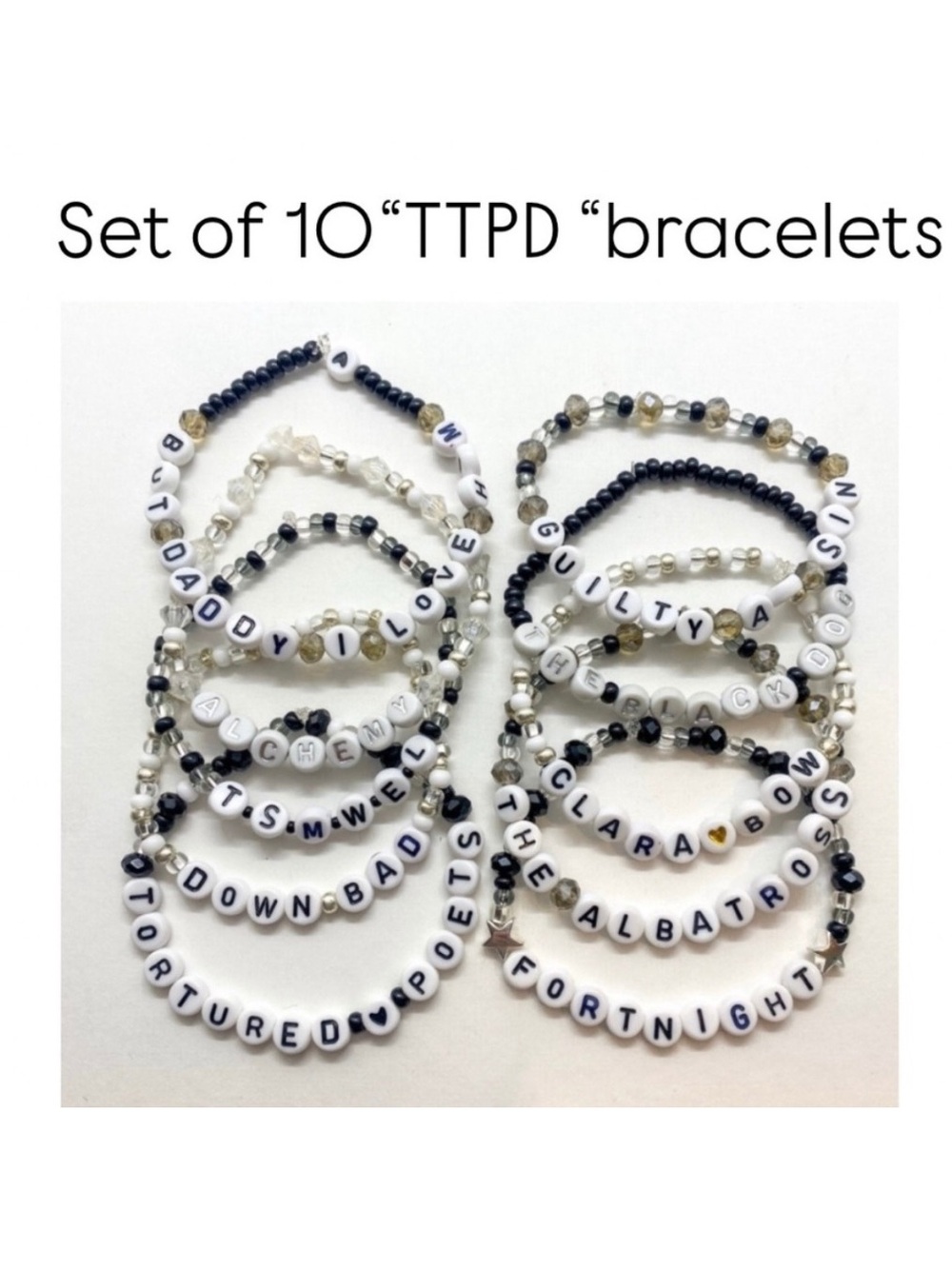 TTPD FRIENDSHIP BRACELETS - Pack of 10 bracelets 🖤✨